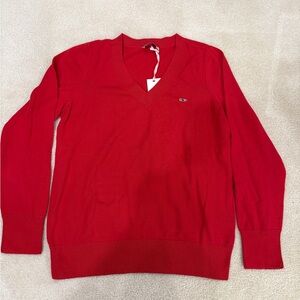 Vineyard Vines Women's Red V-Neck Sweater